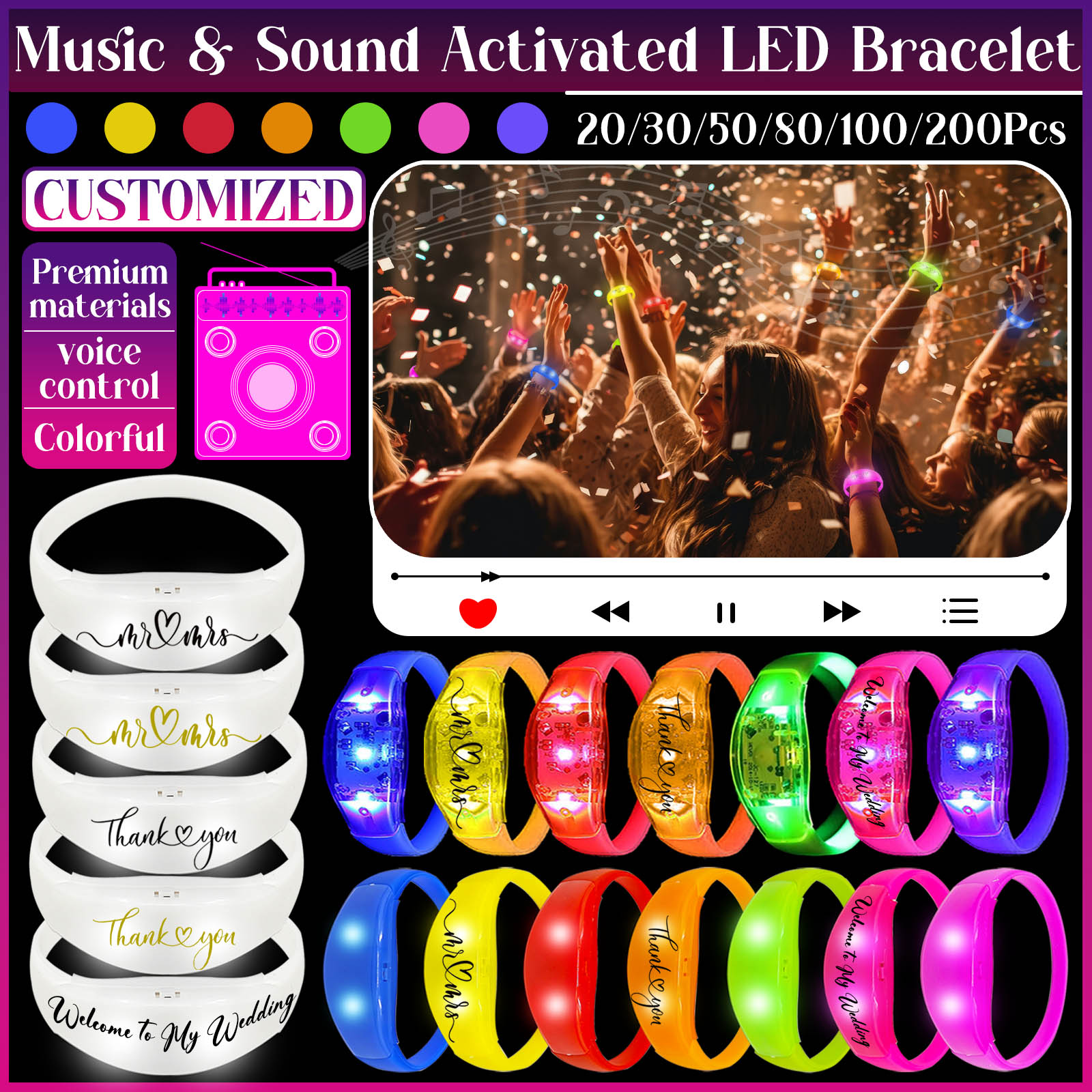 Audio Music Light - 20-200 قطعة الموسيقى والصوت المنشط LED