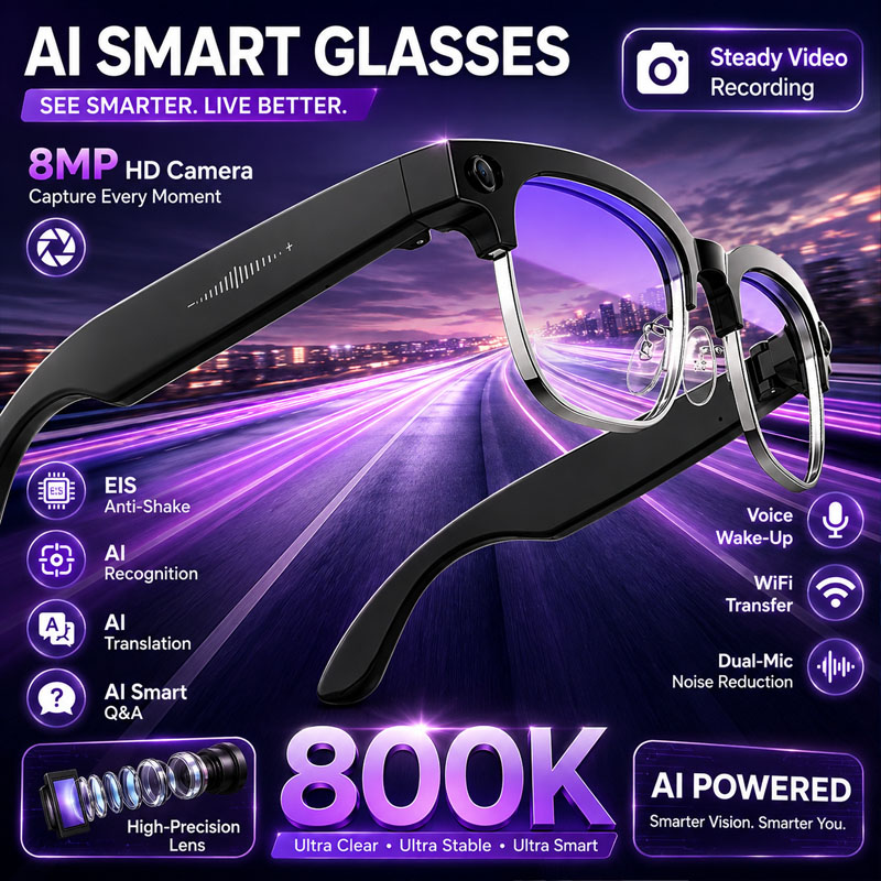 نظارات ذكية W630 بكاميرا عالية - مراجعة Audio Music Image وسعره
